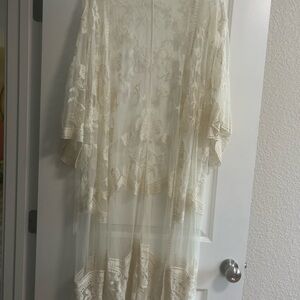 ADIVA BOHO EMBROIDERED LACE KIMONO OPEN FRONT BELL SLEEVES